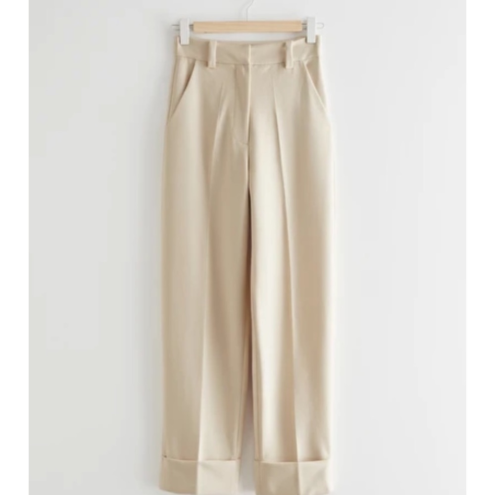 & Other Stories Cream Relaxed Crease Trousers
